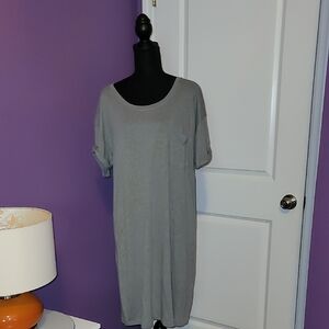 J. Crew Heather Gray One Pocjet T-Shirt Dress Sz: L NWT